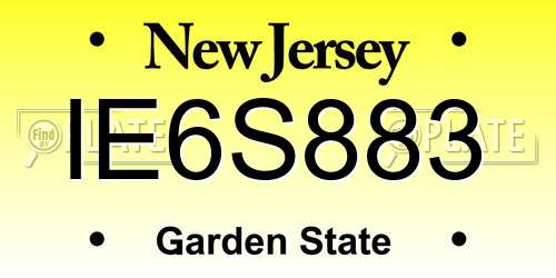 IE6S883 New Jersey License Plate