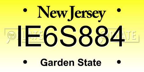 IE6S884 New Jersey License Plate