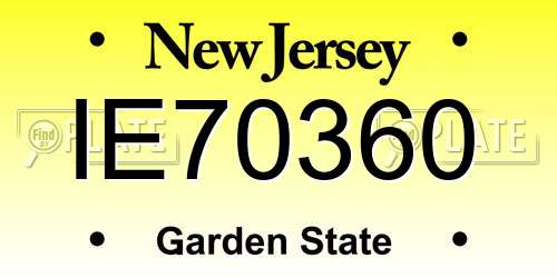 IE70360 New Jersey License Plate