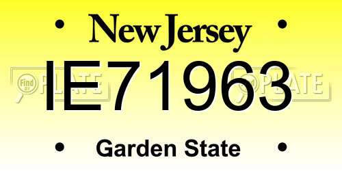 IE71963 New Jersey License Plate
