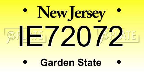 IE72072 New Jersey License Plate