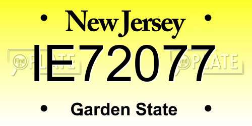 IE72077 New Jersey License Plate