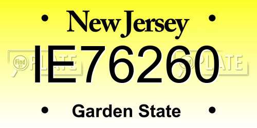 IE76260 New Jersey License Plate