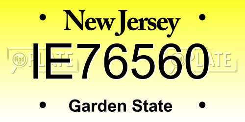IE76560 New Jersey License Plate