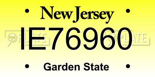 IE76960 New Jersey License Plate