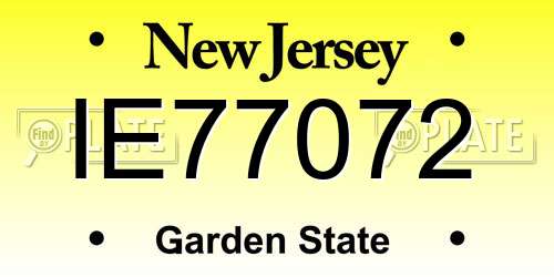 IE77072 New Jersey License Plate