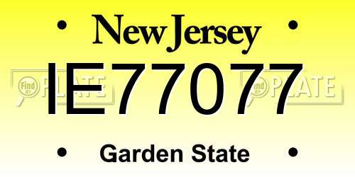 IE77077 New Jersey License Plate