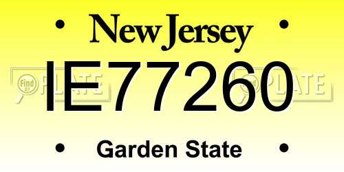 IE77260 New Jersey License Plate