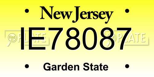 IE78087 New Jersey License Plate