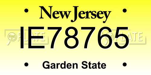 IE78765 New Jersey License Plate