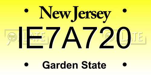 IE7A720 New Jersey License Plate