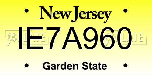 IE7A960 New Jersey License Plate