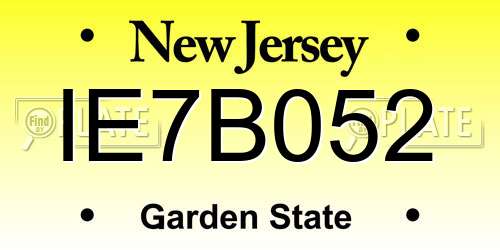 IE7B052 New Jersey License Plate
