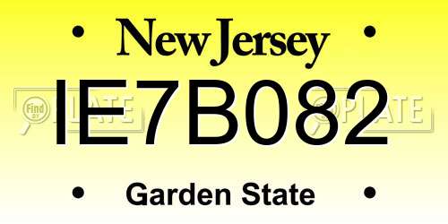 IE7B082 New Jersey License Plate