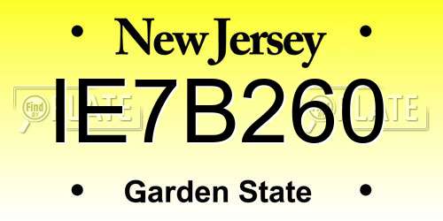 IE7B260 New Jersey License Plate