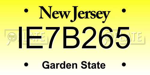 IE7B265 New Jersey License Plate