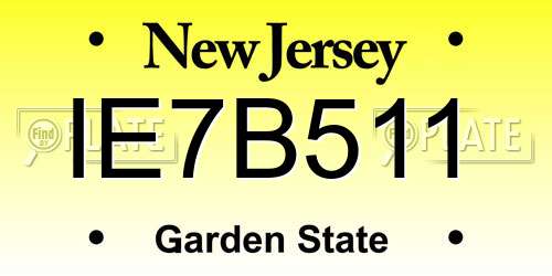 IE7B511 New Jersey License Plate
