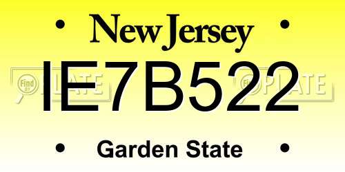 IE7B522 New Jersey License Plate