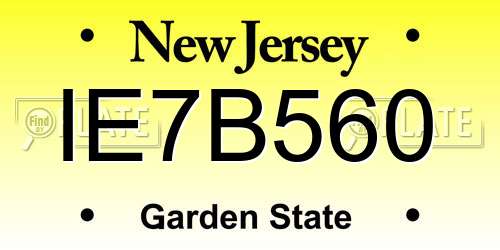 IE7B560 New Jersey License Plate