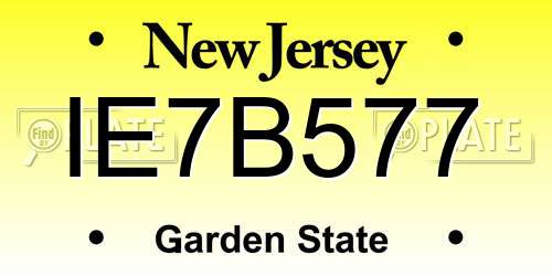 IE7B577 New Jersey License Plate