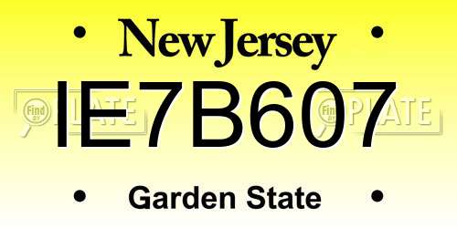 IE7B607 New Jersey License Plate