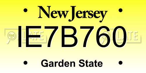 IE7B760 New Jersey License Plate