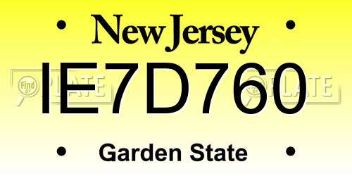 IE7D760 New Jersey License Plate