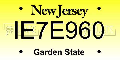 IE7E960 New Jersey License Plate