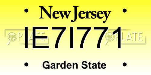 IE7I771 New Jersey License Plate