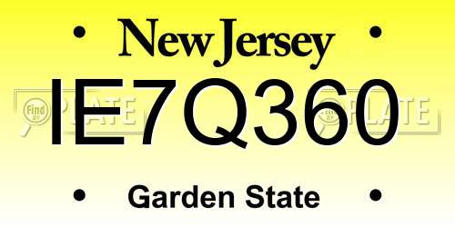 IE7Q360 New Jersey License Plate