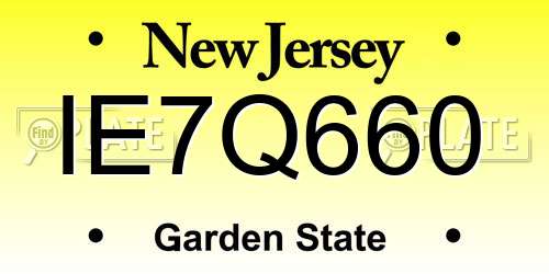 IE7Q660 New Jersey License Plate