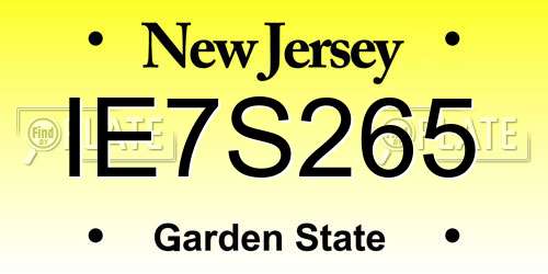 IE7S265 New Jersey License Plate