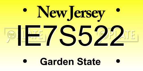 IE7S522 New Jersey License Plate