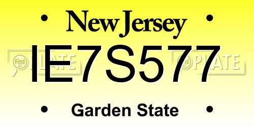 IE7S577 New Jersey License Plate