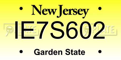 IE7S602 New Jersey License Plate