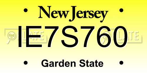 IE7S760 New Jersey License Plate