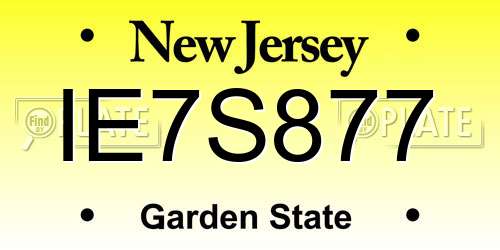 IE7S877 New Jersey License Plate
