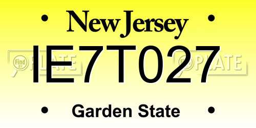 IE7T027 New Jersey License Plate