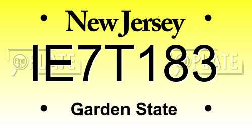 IE7T183 New Jersey License Plate
