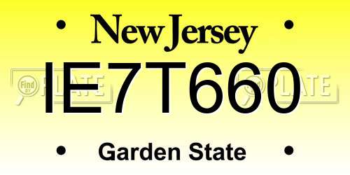 IE7T660 New Jersey License Plate