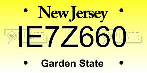 IE7Z660 New Jersey License Plate