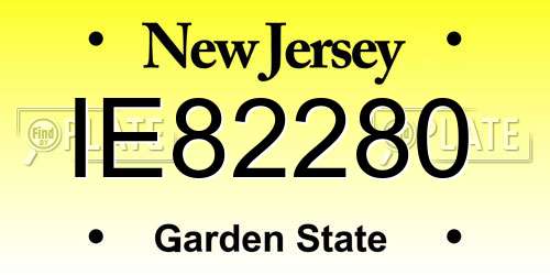 IE82280 New Jersey License Plate