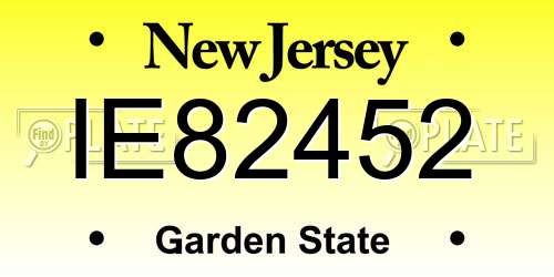IE82452 New Jersey License Plate