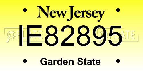 IE82895 New Jersey License Plate