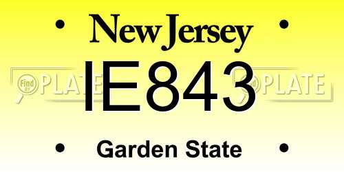 IE843 New Jersey License Plate