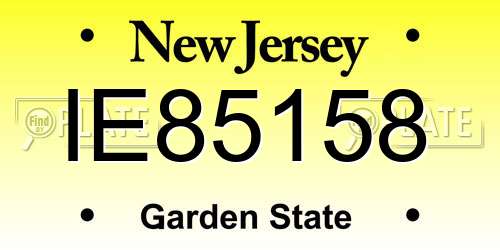 IE85158 New Jersey License Plate