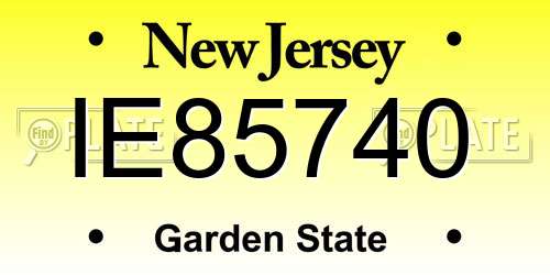 IE85740 New Jersey License Plate