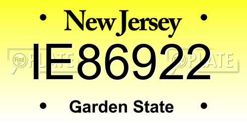 IE86922 New Jersey License Plate