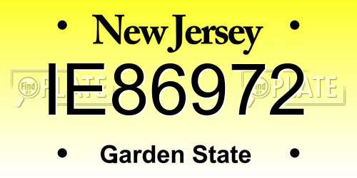 IE86972 New Jersey License Plate
