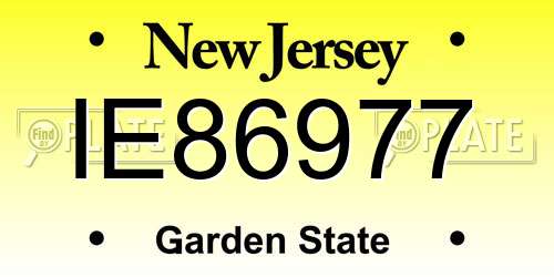 IE86977 New Jersey License Plate